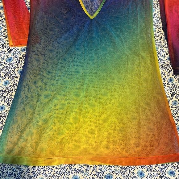 Kurt Geiger • London Rainbow Gradient Mesh V Dress - Picture 8 of 8